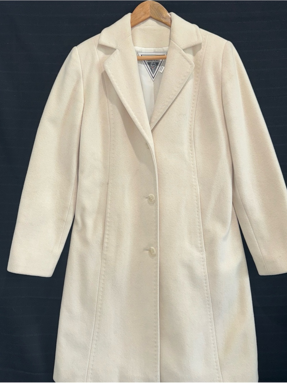 Marvin Richards womens wool nylon cashmere blend ivory dress coat jacket 2P